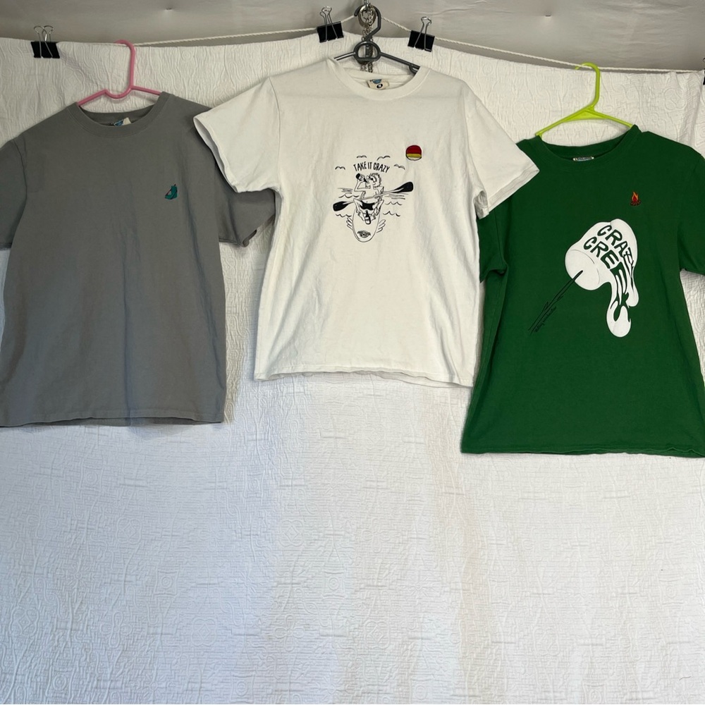 Crazy Creek Shirts Mens Medium Set Of 3 Cotton Embroidered Outdoor Vintage Y2K